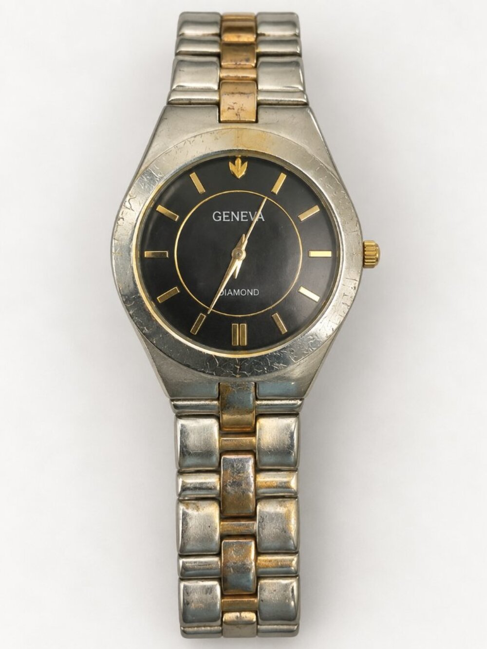 Geneva Two Tone Black Dial Bracelet Watch — Untested As Is